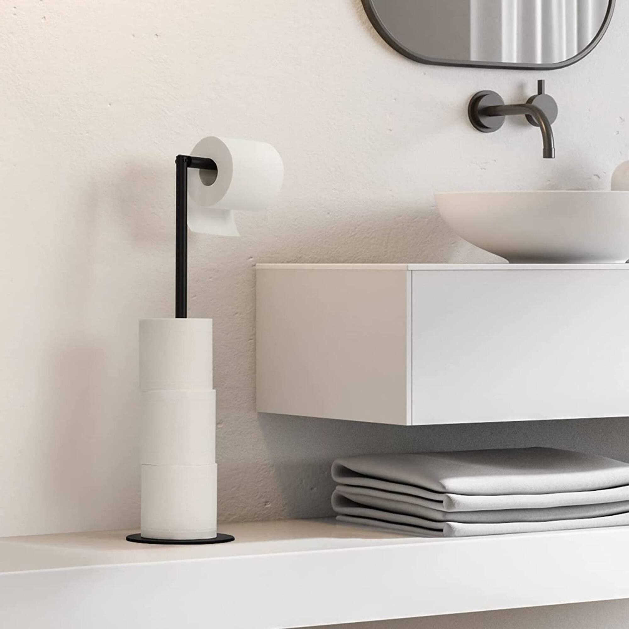 NEX™ 21" Black Freestanding Metal Toilet Paper Holder
